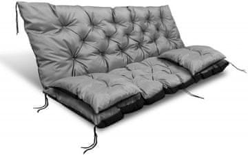 AIO FACTORY Vrtna blazina 150x60x50 cm + 2 blazine po gugalniku, vodootporna, siva