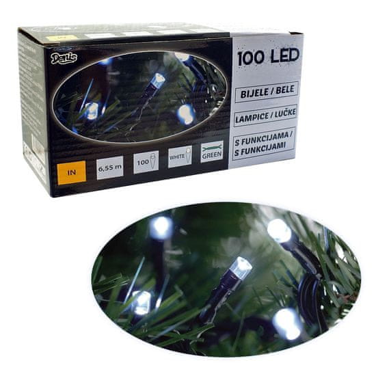 Denis 100 LED lampica, bijele, 8 funkcija