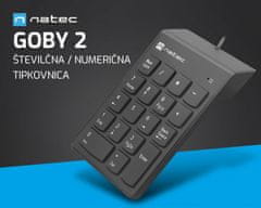 Natec Goby 2 numerička tipkovnica, 18 tipki, Plug&amp;Play, USB-A, 150cm kabel, crna