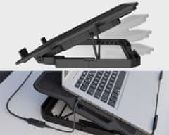 Natec Dipper 2 stalak za hlađenje laptopa, do 17.3, 6 nagiba, ventilator 180 mm, LED, 2xUSB-A