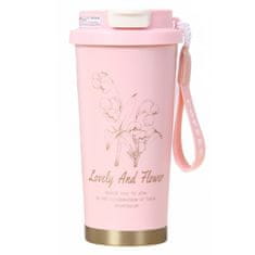 LIVEFY termo šalica Lovely Flower 550ml, ružičasta