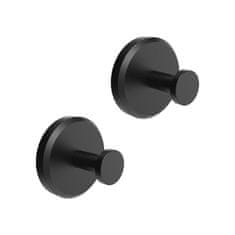 Netscroll Samoljepljive vakuumske kuke bez bušenja, za pločice, staklo i metal, 2 kom, drže do 7 kg, otporne na vlagu, crne, kuke za kupaonicu, Hook