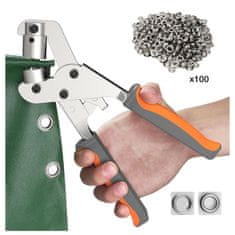 Netscroll Klešta za probijanje rupa, set s ušicama, za kožu, platno i PVC, 100 metalnih obruča, ergonomska drška, GripTool