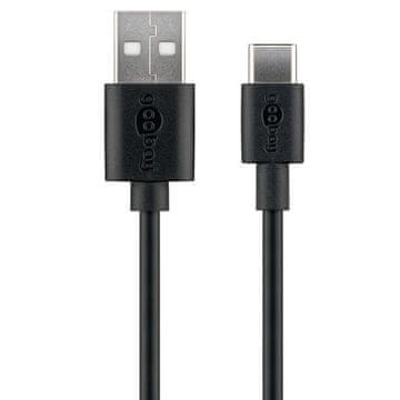 Goobay USB-A 2.0 na USB-C 3m crni kabel za punjenje i sinkronizaciju