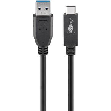 Goobay USB-A 3.0 na USB-C 0,5m 60W crni podatkovni kabel za punjenje