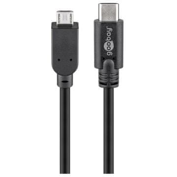 Goobay microUSB (Type B) na USB-C 1m crni kabel za prijenos podataka i punjenje