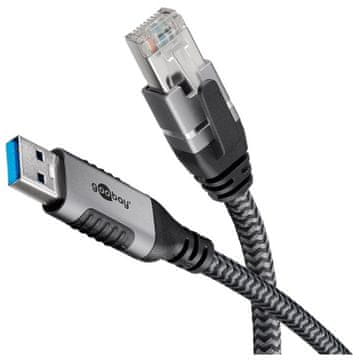 Goobay USB-A 3.0 na RJ45 2m CAT 6 crni/sivi mrežni priključni kabel
