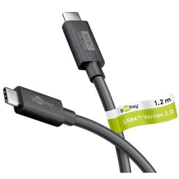 Goobay USB-C na USB-C 240W USB4 80Gbit/s 1,2m crni kabel za napajanje i prijenos podataka
