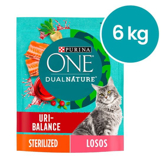 Purina ONE Dual Nature sterilizirana hrana za mačke brusnica s lososom 8x750 g