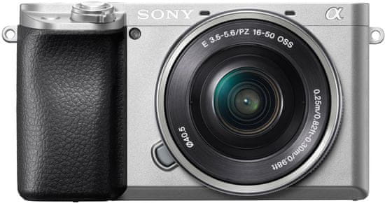 Sony ILCE6100 Digitalni fotoaparat bez ogledala + leća SELP1650II, srebrna