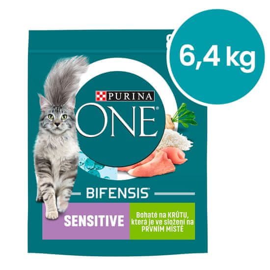 Purina ONE ONE Bifensis Sensitive s puretinom i rižom, 8x800 g