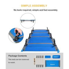 KingCamp Ultralagani sklopivi kamp krevet KC3986 190 x 64 x 12 cm, plavi