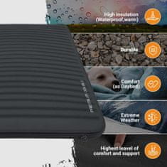 KingCamp Premium samonapuhavajuća pjenasta podloga za spavanje za jednu osobu 198 x 76 x 7,5 cm, crna, KM2001