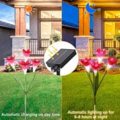 HOME & MARKER® Solarna vrtna svjetla u obliku cvijeća – IP44, automatsko paljenje, 60 cm | BLOSSUN, crvena