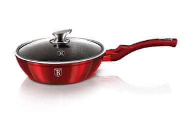 Berlingerhaus Duboka posuda s mramornom površinom i poklopcem, 24 cm, Burgundy Metallic Line