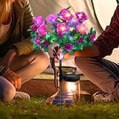 HOME & MARKER® Solarna vrtna svjetla u obliku cvijeća – IP65, 8–12 h rada, automatsko paljenje, 65 cm | ROSILUME, ljubičasta