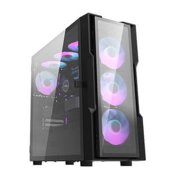 darkFlash Darkflash DK431 Stakleno kućište za računalo (crno) + 4 RGB ventilatora