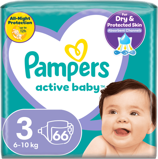 Pampers Pelene Active Baby, veličina 3, 6-10 kg, 66 komada