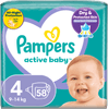 Pampers Pelene Active Baby, veličina 4, 9-14 kg, 58 komada