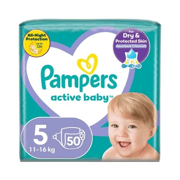 Pampers Pelene Active Baby, veličina 5, 11-16 kg, 50 komada