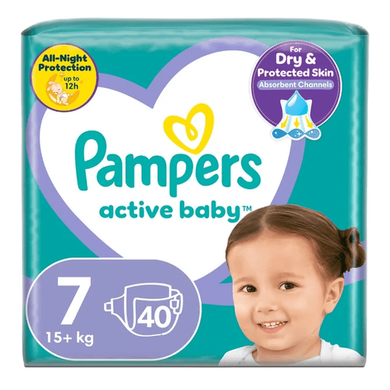 Pampers Pelene Active Baby, veličina 7, 15+ kg, 40 komada