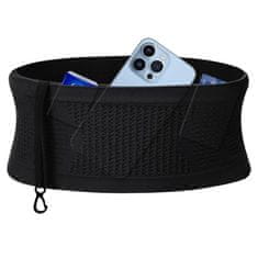 SOLFIT® Pletena sportska torba za struk – rastezljiva, prozračna, više džepova za telefon i ključeve | AIRBELTO, crna, S-M