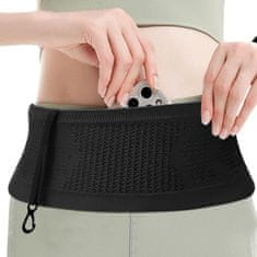 SOLFIT® Pletena sportska torba za struk – rastezljiva, prozračna, više džepova za telefon i ključeve | AIRBELTO, crna, S-M