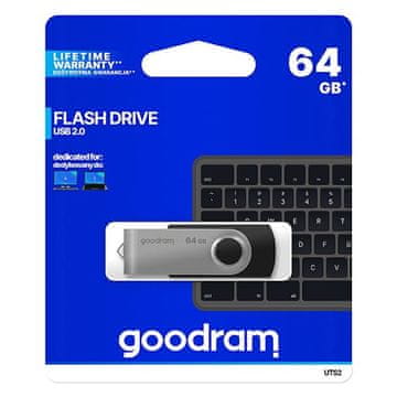 GoodRam USB ključ 64GB za pohranu podataka crno srebrni