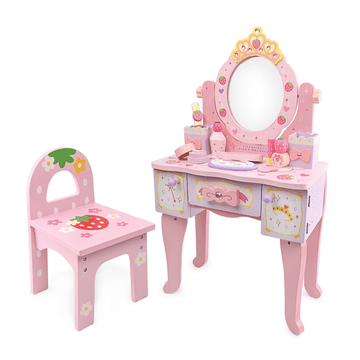 Tuktuk Dječji drveni toaletni stolić s stolicom za male princeze