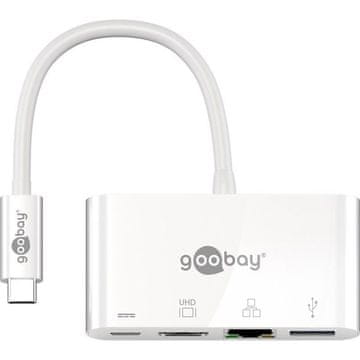 Goobay USB-C / 3x USB + HDMI + Ethernet bijeli višeportni adapter