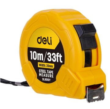 Deli Tools Čelična mjerna traka 10m/25mm Deli Tools EDL9010Y (žuta)