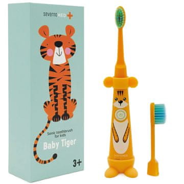 Severno Sonična električna četkica za zube za djecu 3-12 godina BABY TIGER + 2 nastavka