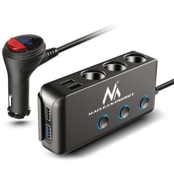 slomart Maclean MCE218 auto razdjelnik utičnice, voltmetar, 3x12V, 1xQC 3.0, 3xUSB, 1xPD 18W