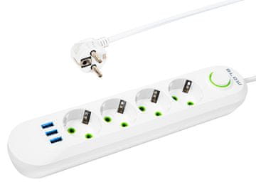 slomart BLOW Produžni kabel 3xUSB, 4 utičnice, 5m, bijeli (PS-450)
