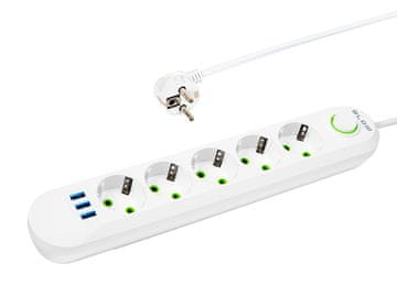 slomart Blow Produžni kabel PS-530, 5 utičnica + 3xUSB, 3m, bijeli