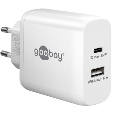 Goobay USB-C + USB-A 5V 45W bijeli brzi punjač