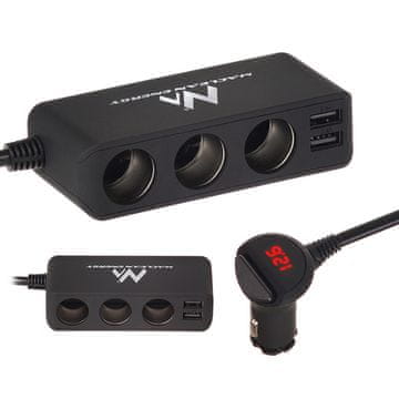 slomart Maclean razdjelnik auto upaljača, 3 utičnice, 4x USB, s voltmetrom