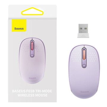 BASEUS Bežični miš Baseus F01B Tri-mode 2.4G BT 5.0 1600 DPI (ljubičasti)