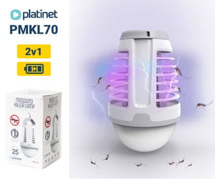  Platinet PMKL70 2v1 svetilka proti mrčesu, LED, baterija 