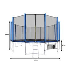 Aga Sport Pro Trampolin 500 cm Plava + zaštitna mreža + ljestve + džep za obuću