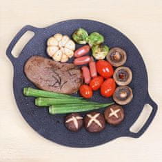 Netscroll Inovativna žar‑ponva bez prijanjanja, okrugla žar ponva 32 cm, ponva za grill, za meso, ribu i povrće, za plin, drveni ugljen i elektriku, NoStickPan