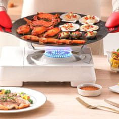 Netscroll Inovativna žar‑ponva bez prijanjanja, okrugla žar ponva 32 cm, ponva za grill, za meso, ribu i povrće, za plin, drveni ugljen i elektriku, NoStickPan