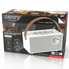 Camry Radio Camry CR 1902W, Analog FM, Bluetooth, USB, SD, White