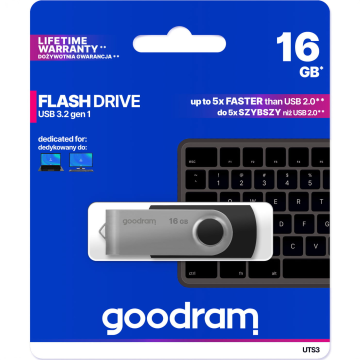 GoodRam USB KLJUČ 16GB USB 3.2 za pohranu podataka crno srebrni