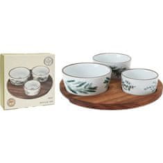 EXCELLENT Set zdjela KO-210000930 snack serving set with round tray 4 pcs