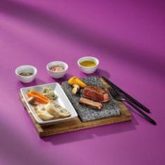 Kela Zdjele za posluživanje KL-16629 hot stone XL Country acacia wood dark gray 29.0x23.0x4.5cm