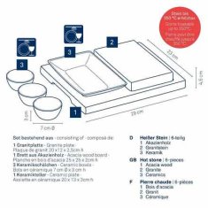 Kela Zdjele za posluživanje KL-16629 hot stone XL Country acacia wood dark gray 29.0x23.0x4.5cm