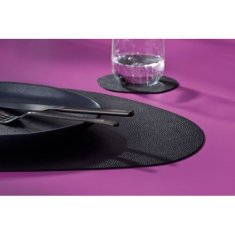 Kela Podmetači za čaše KL-12656 Kamena PU koža tamno siva 4 komada 12.0x10.0x0.2cm