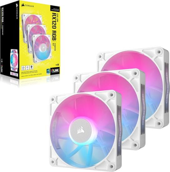 Corsair RX iCue Link RX120 RGB ventilator, 120 mm, trostruki ventilator, bijeli