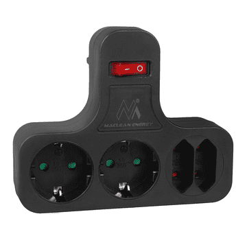 Maclean  MCE224 GB + Switch 2x Shuko 2x Euro, crno